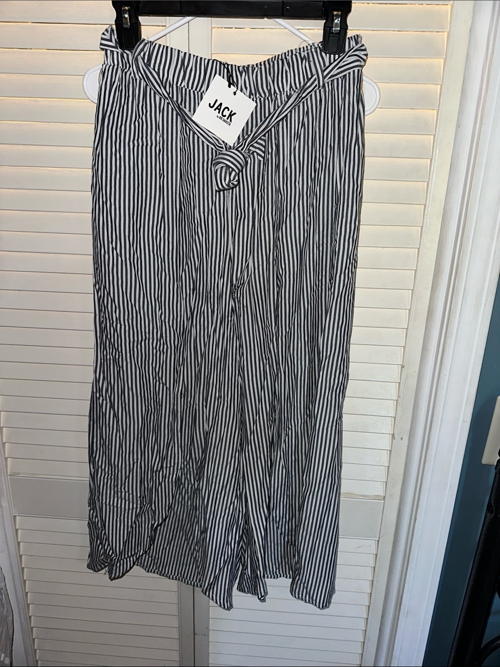 Jack by BB Dakota Black and White Vertical Stripe Maxi Skirt with Tie Waist